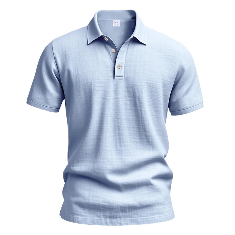 2025Summer New Men's Shirt British Style Loose Trendy Breathable Linen Casual Polo Collar Series POLO Shirt Short Sleeve
