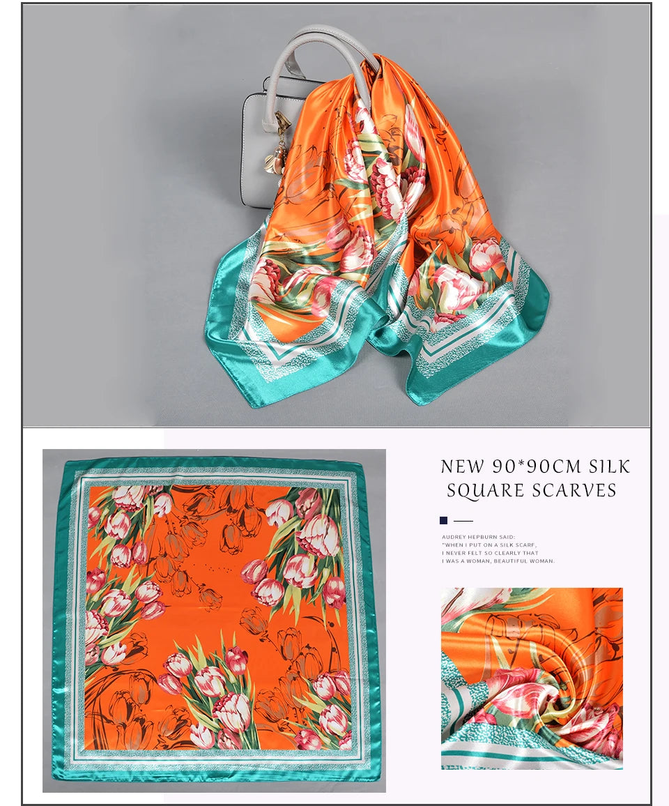 BYSIFA| Blue Pink Silk Women Scarf Spring Fashion Chinese Style Elegant Square Scarves Shawls Fouldard Fall Winter Scarves Wraps