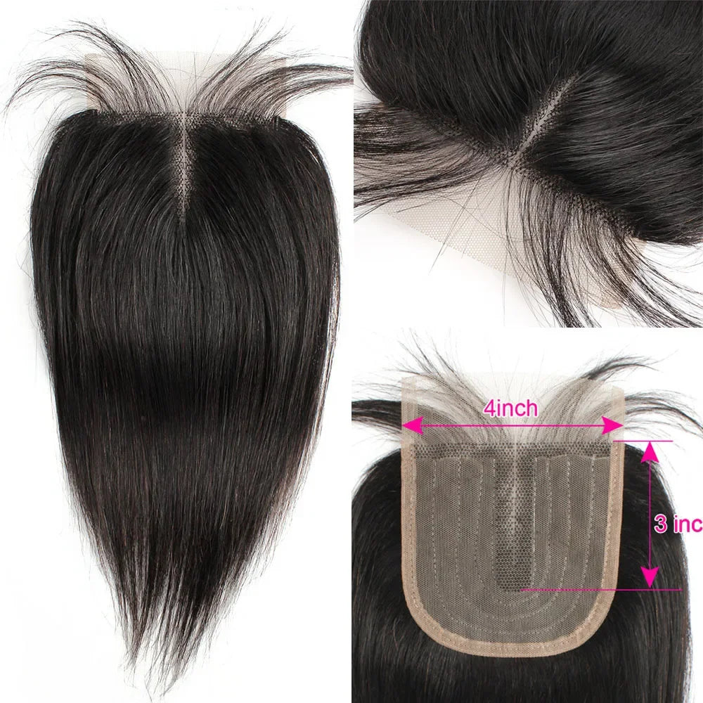 Straight 4x4 T Lace Closure Natural Black Brown Honey Blonde Indian Remy Human Hair Middle Part 10-20 inch Bobbi Collection