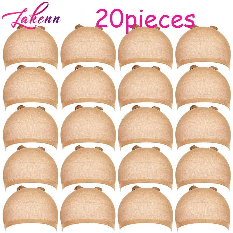 Dark Brown Wig Cap For Lace Front Wigs 20Pcs (10 Packs) Nylon Wig Cap For Wigs Making Stretchy Stocking Wig Caps For Women