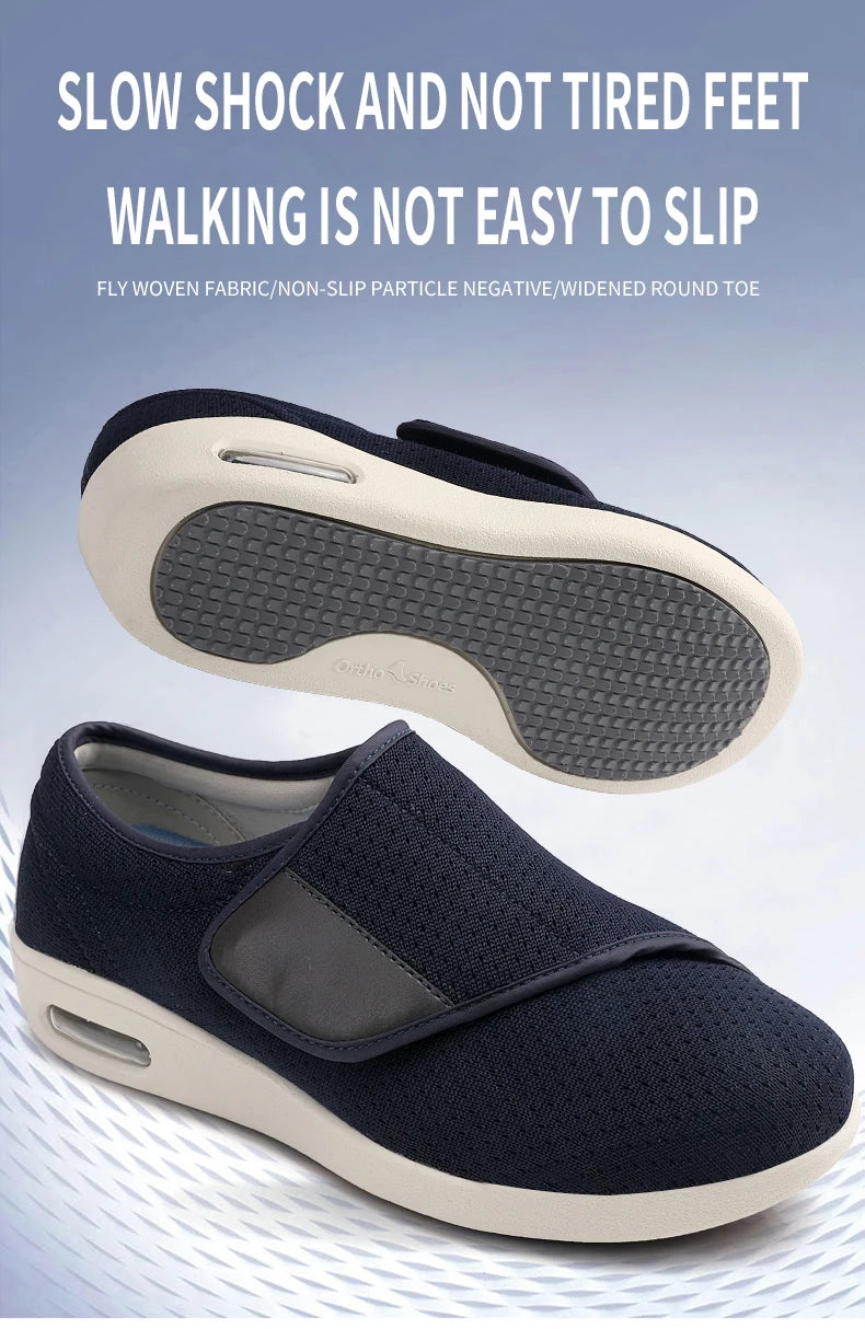 Walking Shoes Men Diabetic Shoes Elderly Casual Solid Color Flat Shoes Oldmen Soft Comfortable Sneakers Plus Size
