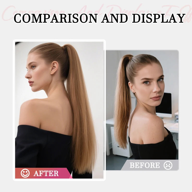 Synthetic Long Ponytail Extension Yaki Drawstring Ponytails for Black Women Clip in Ponytail Hair Extensions