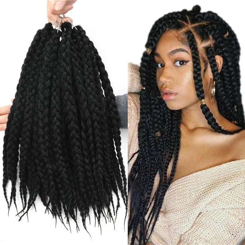 Full Star Box Braids Synthetic Hair 12" 18" 22" Crochet Braids Style Black Burgundy Brown for Africa America Women Crochet Hair