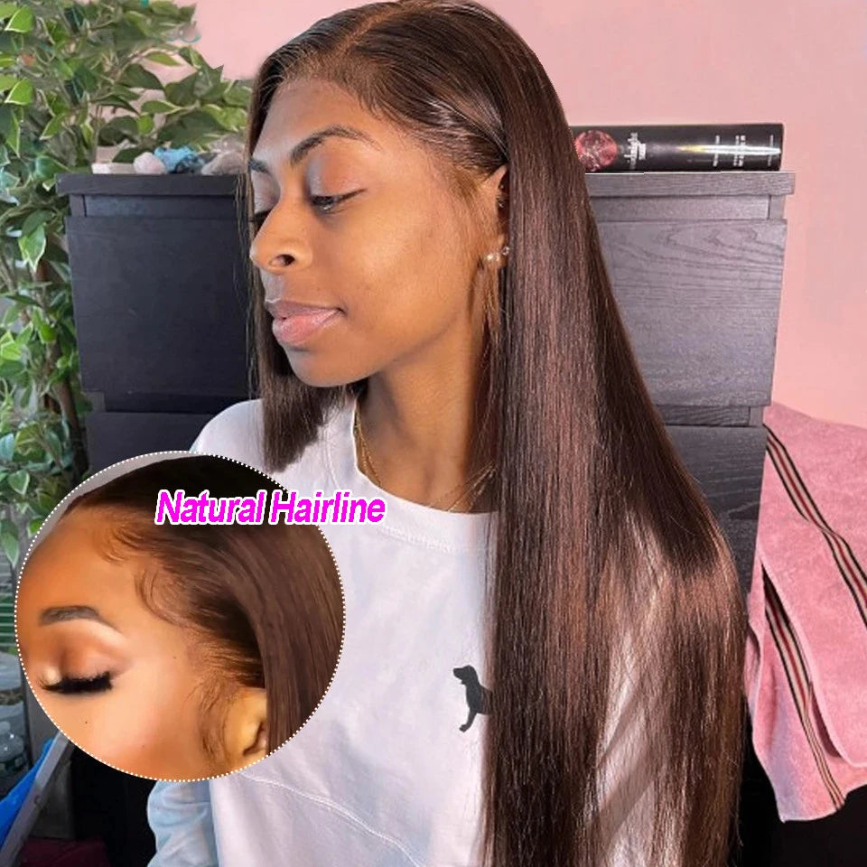 Clearance Cheap #4 Color Straight Human Hair Bundles With Closure Brazilian Virgin Human Hair Weave Bundles With HD Lace Closure