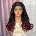 Ombre Synthetic Lace Front Square Knotless Box Braided Wig with Wavy Ends Lace Frontal Braids Wig with Baby Hair for Black Women