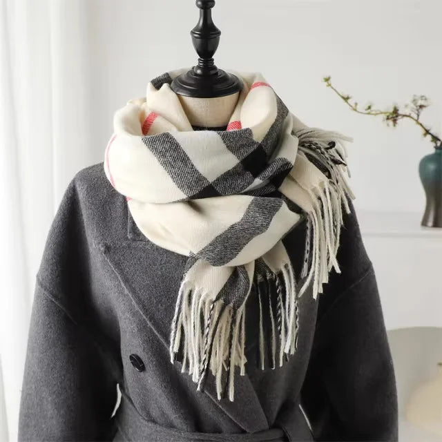 Premium Cashmere Plaid Scarf - Blend of Classic Charm & Modern Elegance