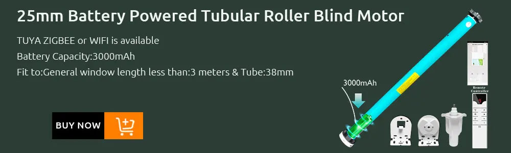 LifeLibero Tuya Wifi Battery Smart Curtains Motor Roller Blinds For 38mm Tube Rechargeable Wired Free Shutter Electric Motor