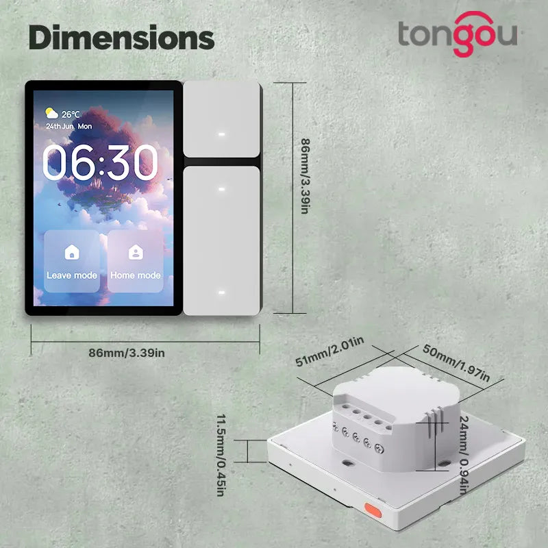 TONGOU Tuya WiFi 3.5-inch Smart Home Control Panel Tuya Zigbee Wall Switches Home Automation LCD Screen IR Remote Controlle