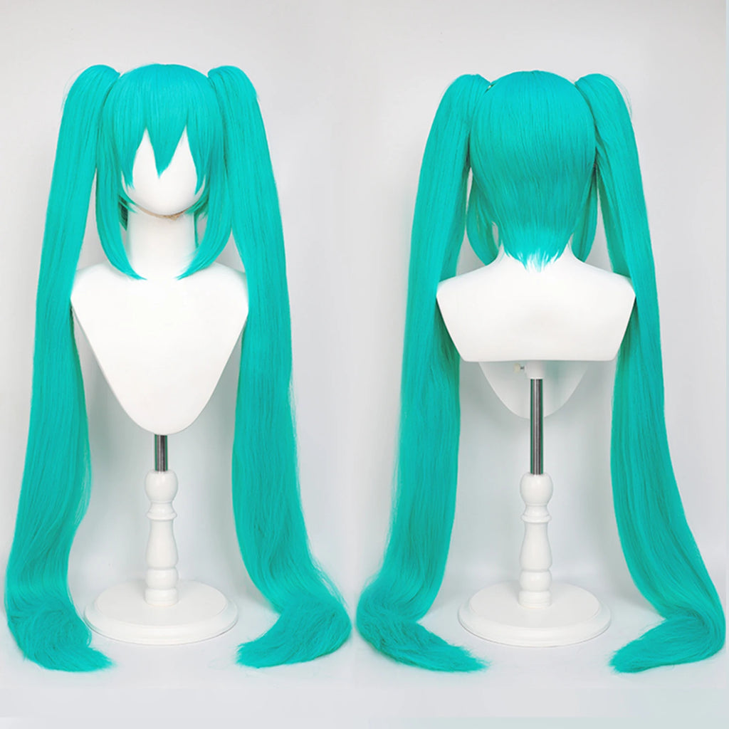 Multi-color Double Ponytail Anime Cosplay Wig Set Heat Resistant Synthetic Hair Wig