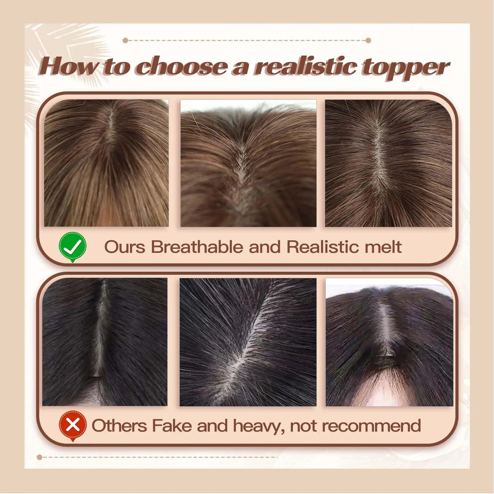 Ombre Brown Real Human Hair Toppers Wigs with Bangs Silk Base Clip Pieces 14inch Straight Topper Hairs for Women Hair Extension