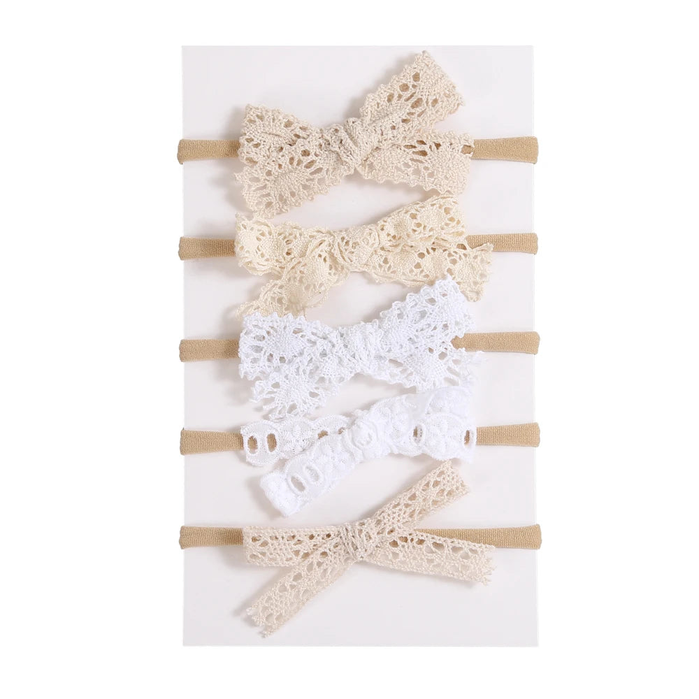 5Pcs/Lot Baby Headband for Baby Girls Soft Nylon Elastic Solid Color Hairband Print Hair Bow Kids Headwear Baby Hair Accessories