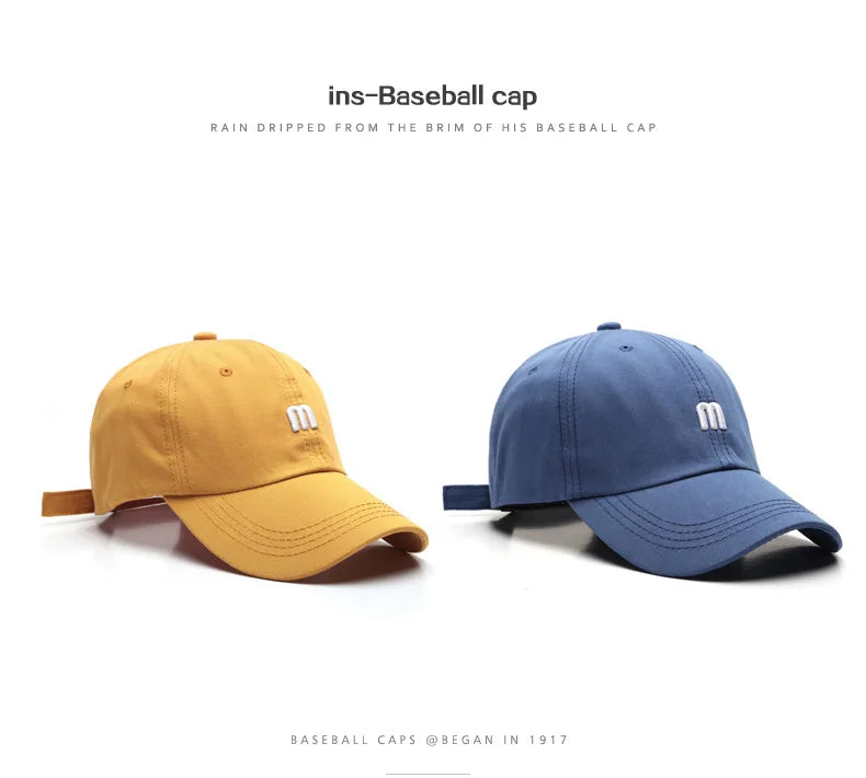 Embroidered M Baseball Cap For Women Men New Spring Summer Cotton Solid Sunhat Sports Snapback Caps Fashion Hip Hop Fishing Hat
