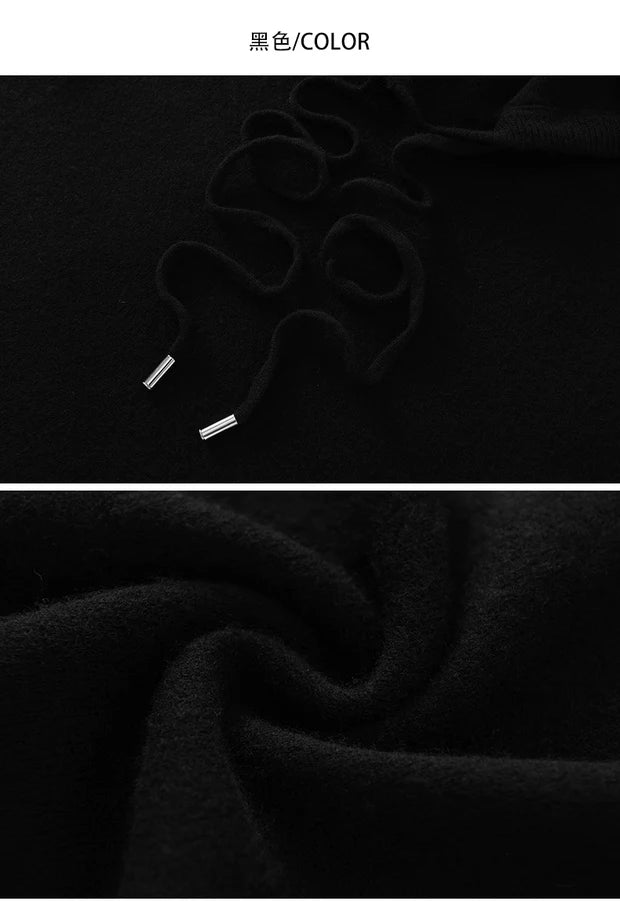 Men's Autumn Winter 100% Merino Wool Sweater Hooded Collar Knitted Pullover Cashmere Sweatshirt Casual Large Tops Long Sleeved