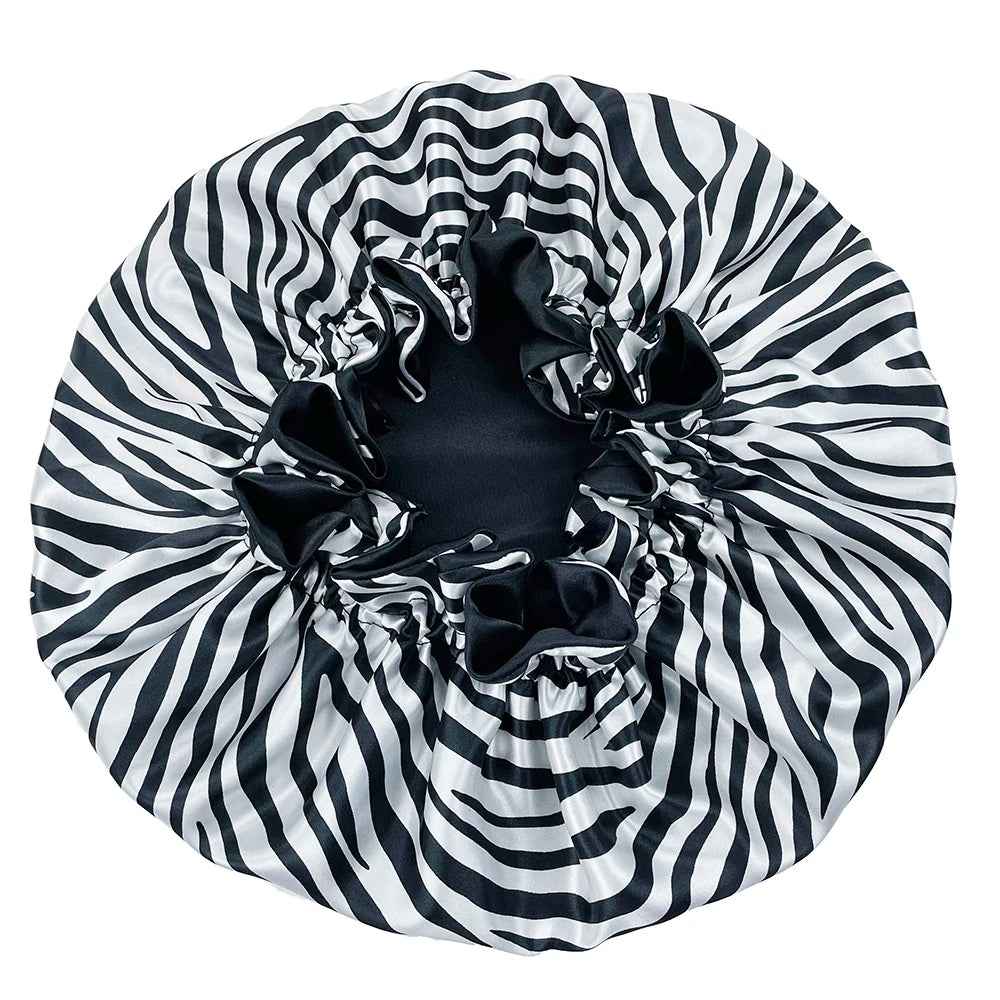 New Solid Women Satin Bonnet Fashion Stain Silky Big Bonnet for Lady Sleep Cap Headwrap Hat Hair Wrap Accessories Wholesale