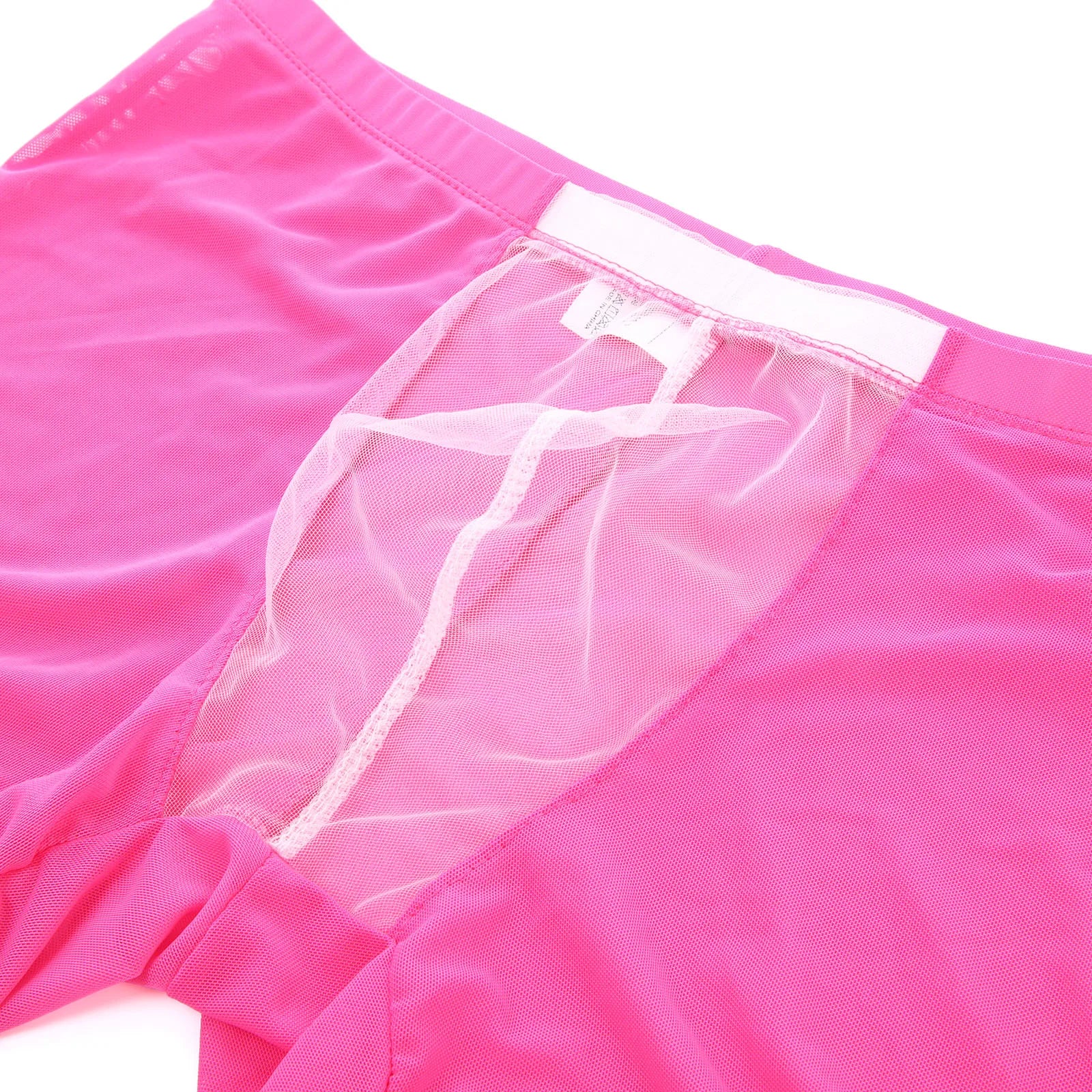 Mens Sexy Mesh Underwear Boxers Shorts Transparent Man Penis Pouch Panties Sheer Underpants Long Leg Boxershorts