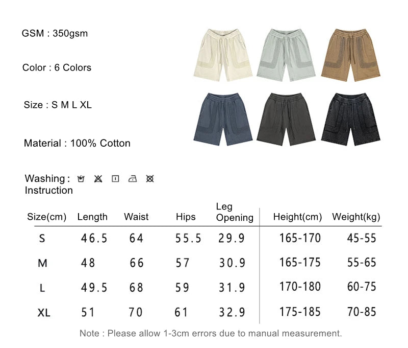 ZODF New 2024 Summer Men Washed Cotton Shorts Unisex Casual Loose 350gsm Comfortable Short Pants Brand Bottoms HY0792