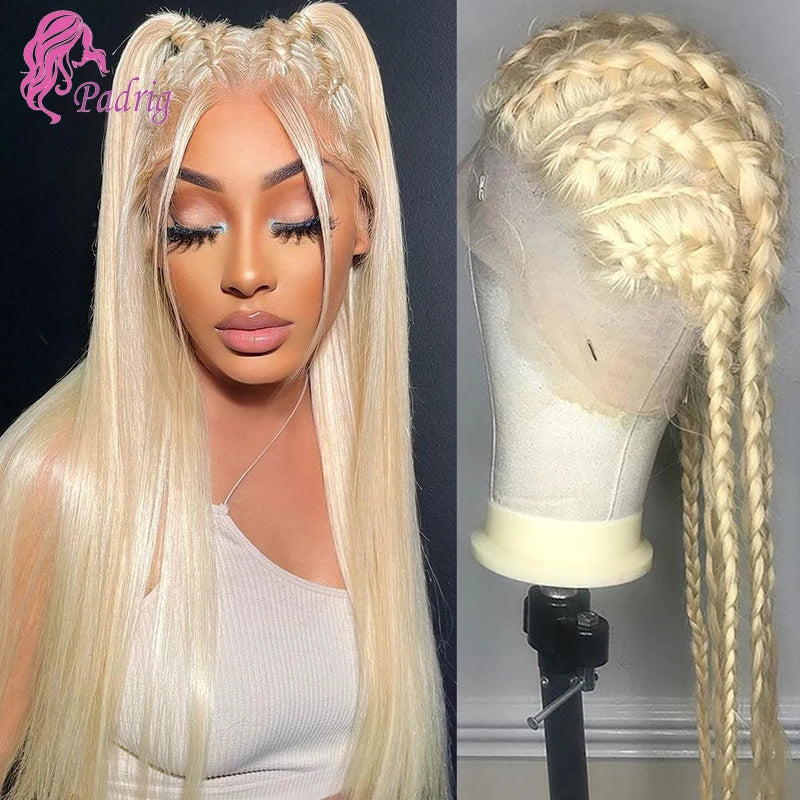 613 Blonde Full Lace Wig 180% Density Brazilian Virgin Hair Full End Transparent Swiss Lace Straight Lace Frontal Wig PrePlucked