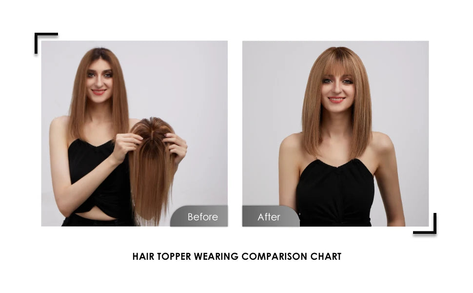 100% Remy Human Hair Toppers Ombre Light Brown Blonde Middle Part Human Hair Pieces for Women with Thinning Hair Clip in Toppers