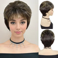 Old Lady Synthetic Hair Blonde Wig with Bangs Natural Short Wig for White Woman High Temperature Blond Ombre Mommy Wig for Daily