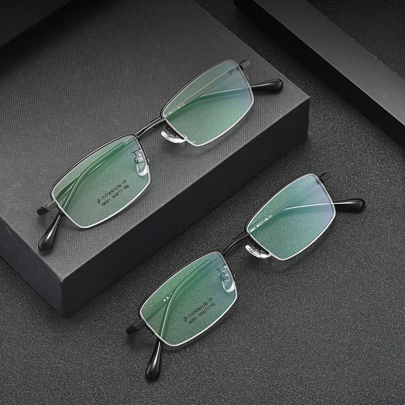 FIRADA Fashion Comfortable Glasses Retro Titanium Square Half Frame Eyewear Business Prescription Eyeglasses Frame Men 18001-C