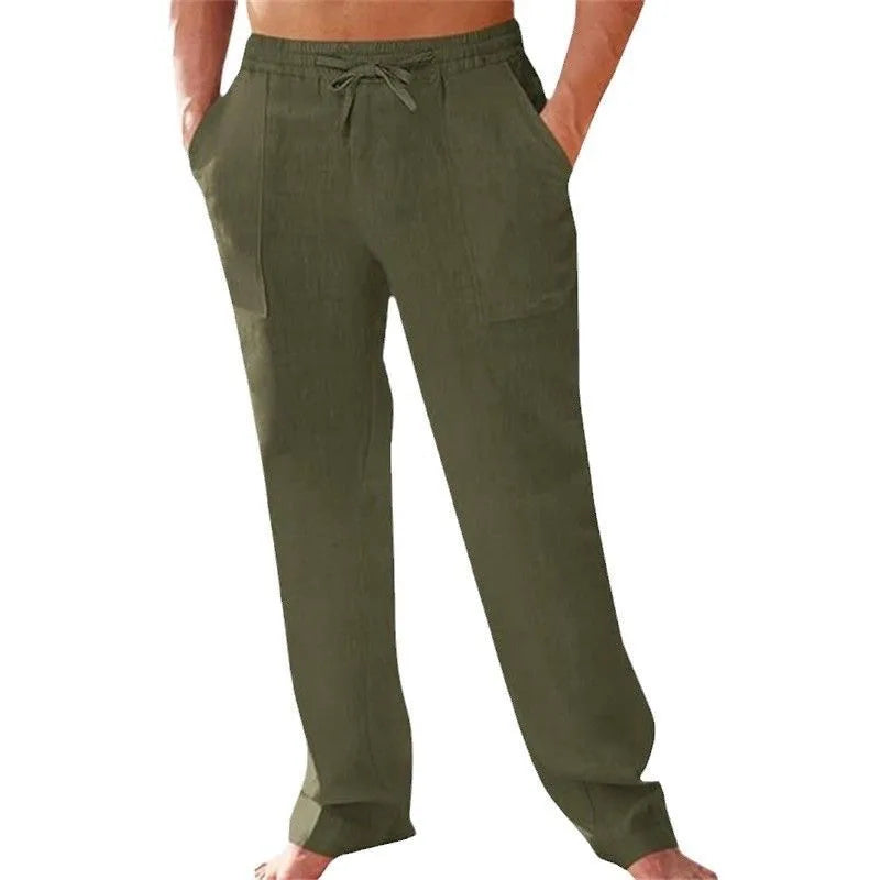 Summer and autumn plus size S-5XL men's pure cotton linen sports and fitness pants breathable casual training jogging pants stre