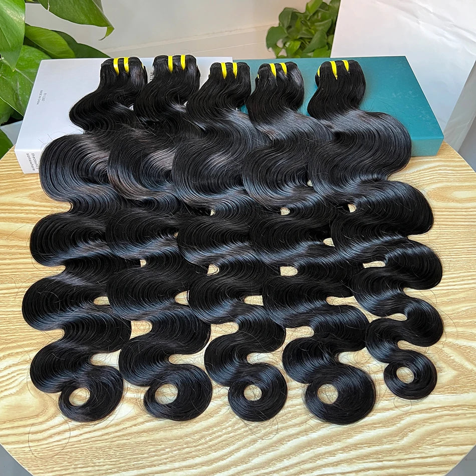 Body Wave Bundles 100% Unprocessed Raw Vietnamese Human Hair Wavy Curly Hair Weave Extensions Natural Black Color For Women