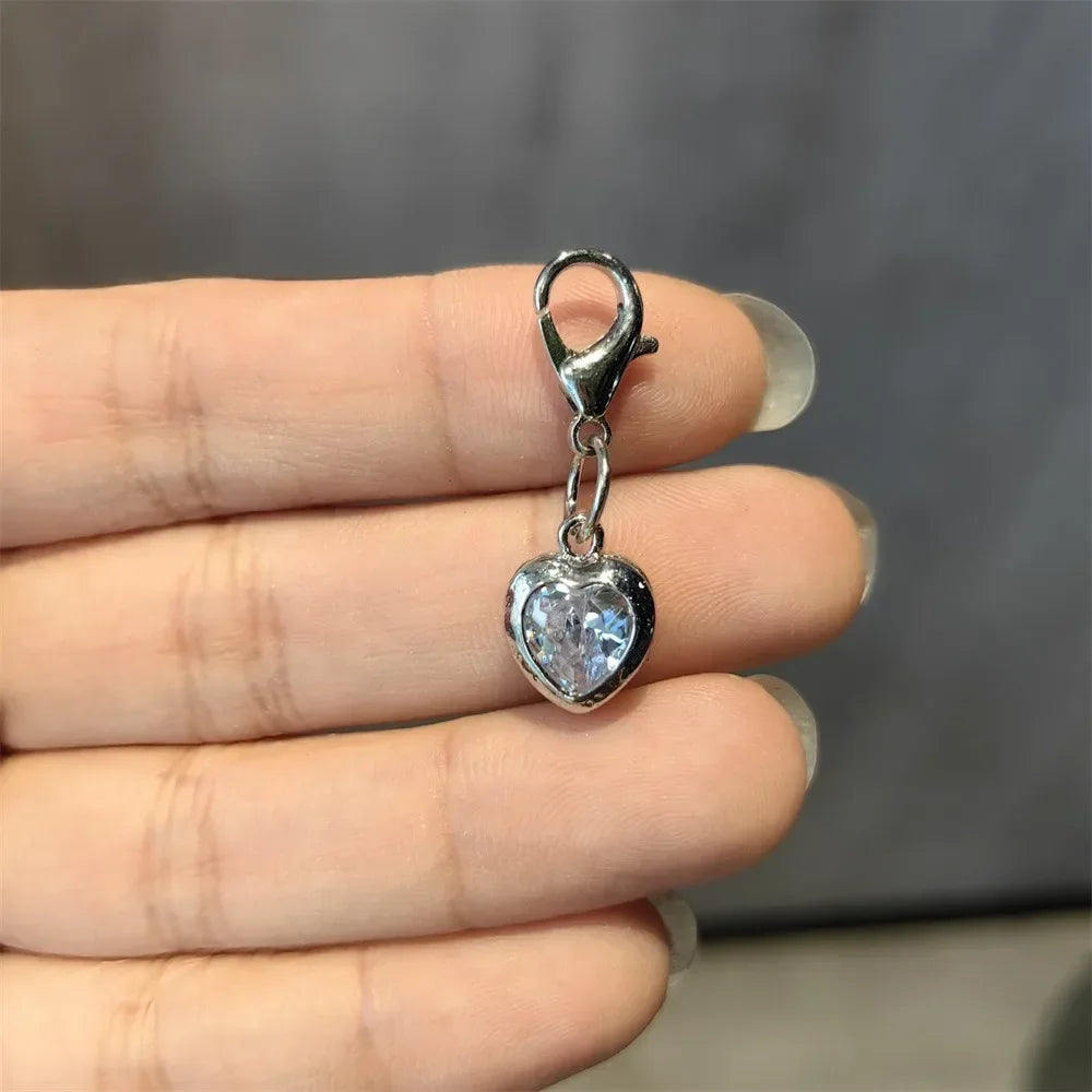 1PCS Fashion Silver Pearl Bow Pendant Gemstone Shoelaces Charms for Sneakers Shoe Decorations Buckle Girl Heart Shoe Charm