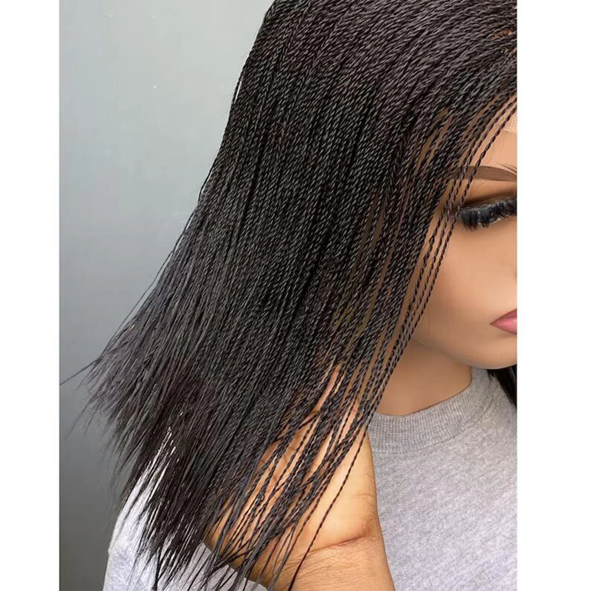 Short micro twist wig on 2*6 lace Centre-part braided wig braided lace front wigs 8-10" braid wig braided lace wigs Micro Braid