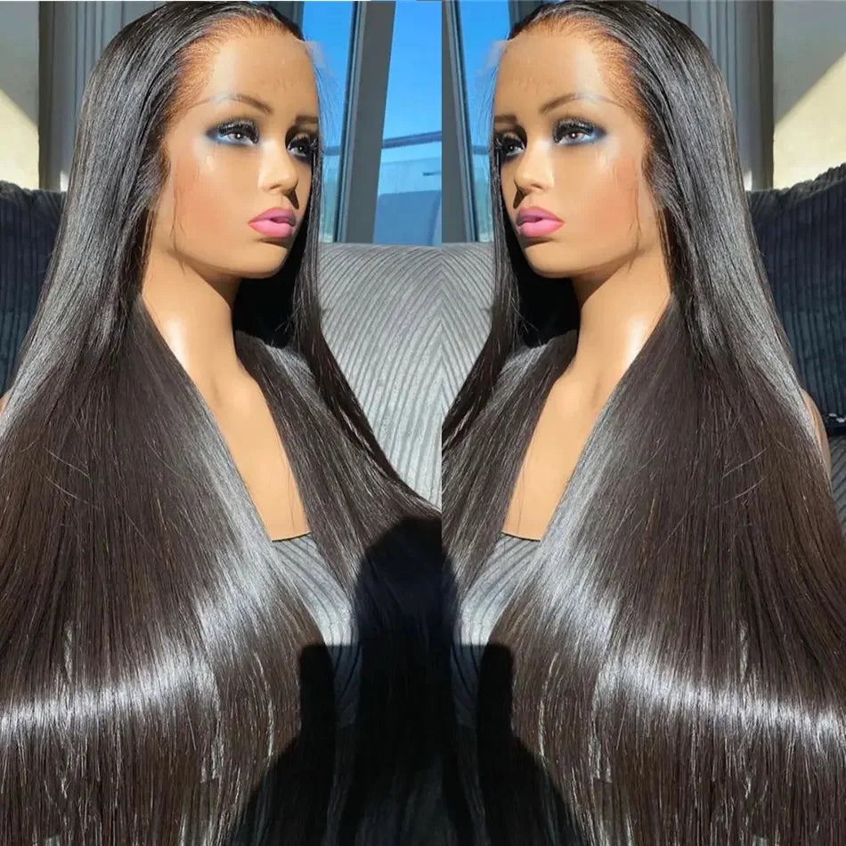 Straight Black Color Soft Synthetic 13X4X1 HD Lace Frontal Wig For Black Women Prepucked Bleach Knots Glueless Wig Daily Party
