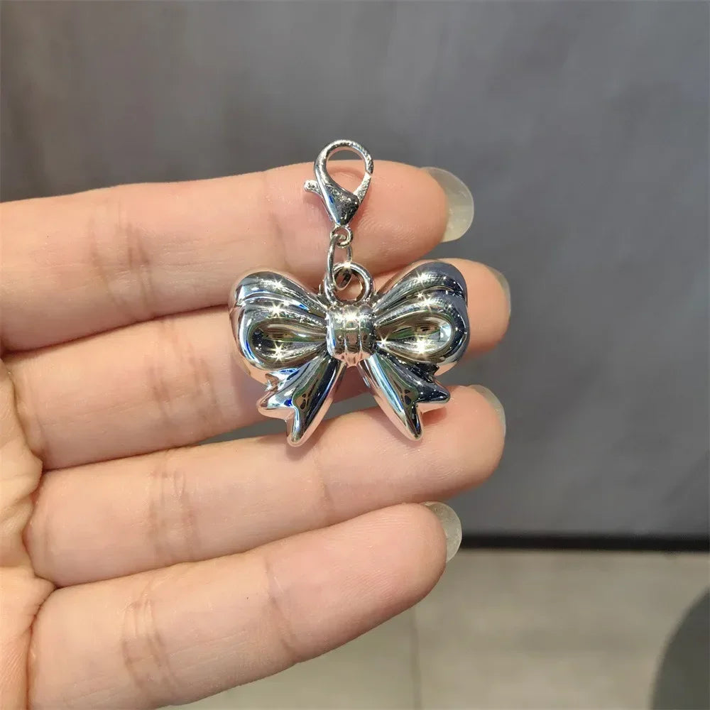 1PCS Fashion Silver Pearl Bow Pendant Gemstone Shoelaces Charms for Sneakers Shoe Decorations Buckle Girl Heart Shoe Charm