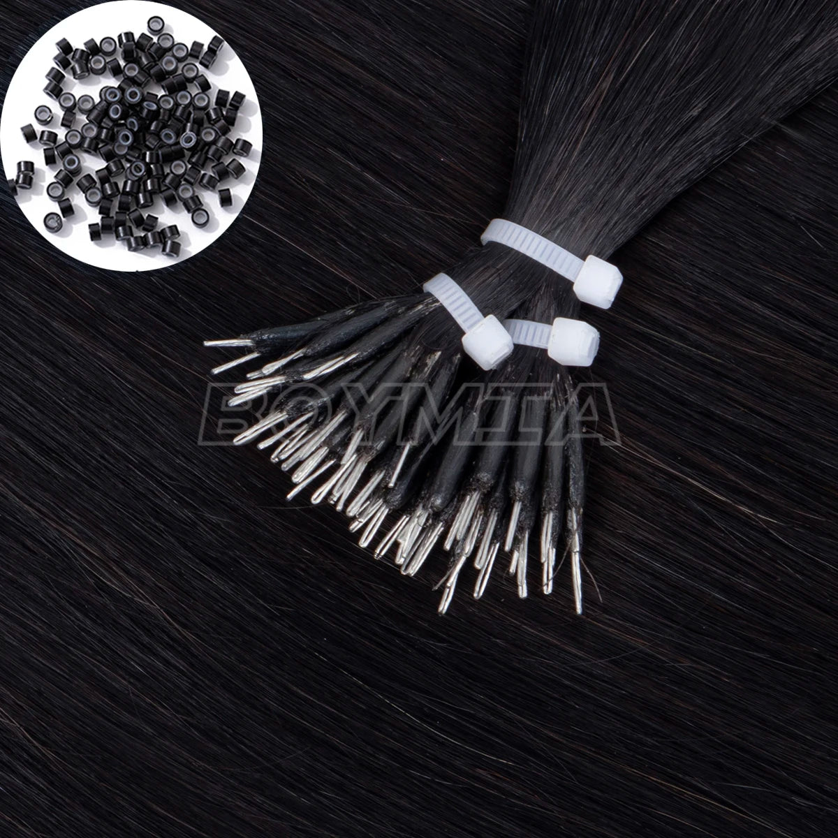 BOYMIA Nano Hair Extensions Human Hair Natural Straight for women Invisible Add Length and Volume 12-22inch 30G Free Nano Bead