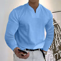 Vintage T-Shirts Street Hip Hop Retro Punk T Shirt Men Spring Spring &Winter Casual V Neck Solid Long Sleeve Tee Shirt 한국인후기많은옷