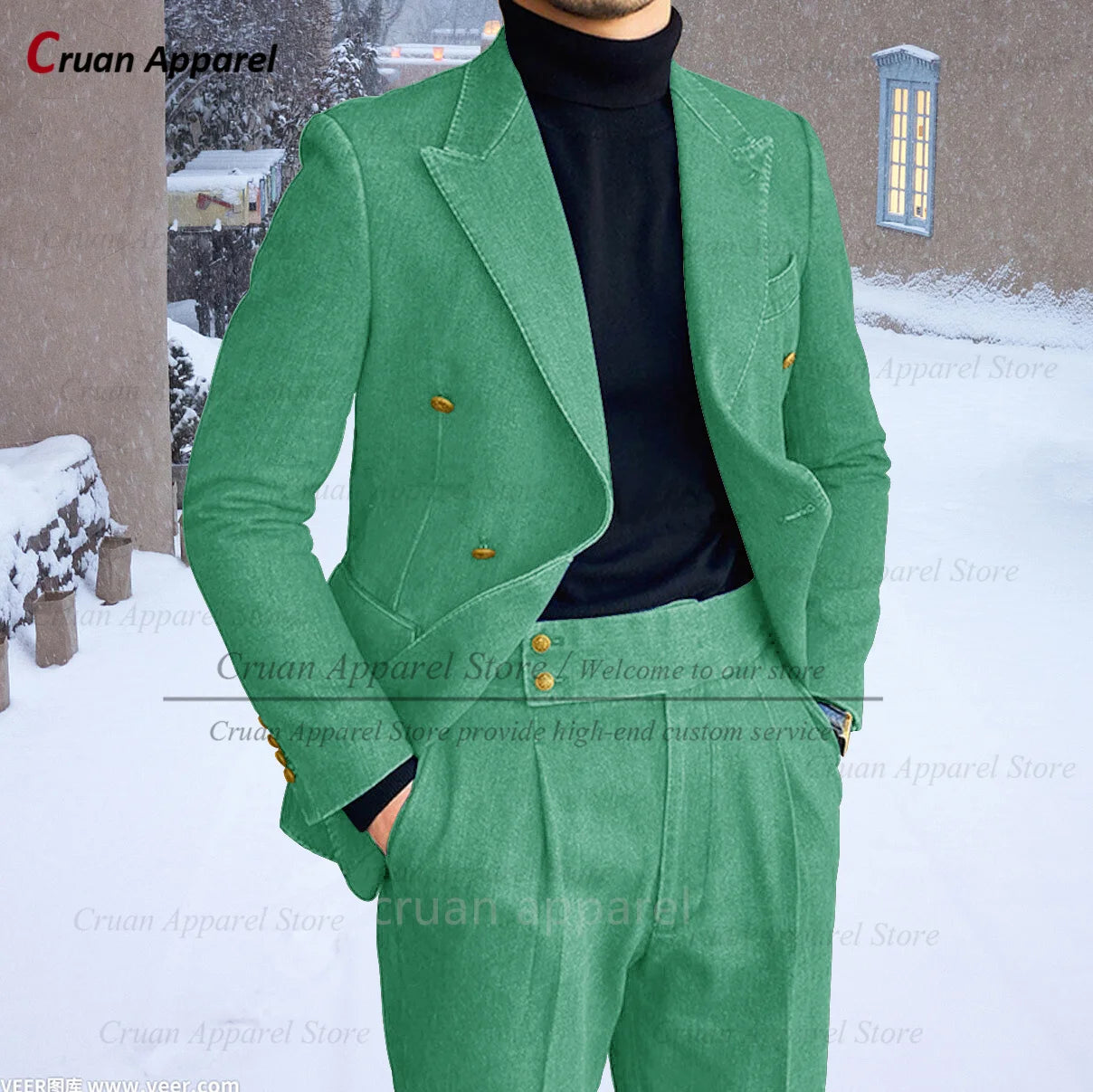 Newest Denim Fabric Suit Sets For Men Casual Activities Fashion Outfits Homecoming Male Daily Costumes Jacket Pants 2 Pieces
