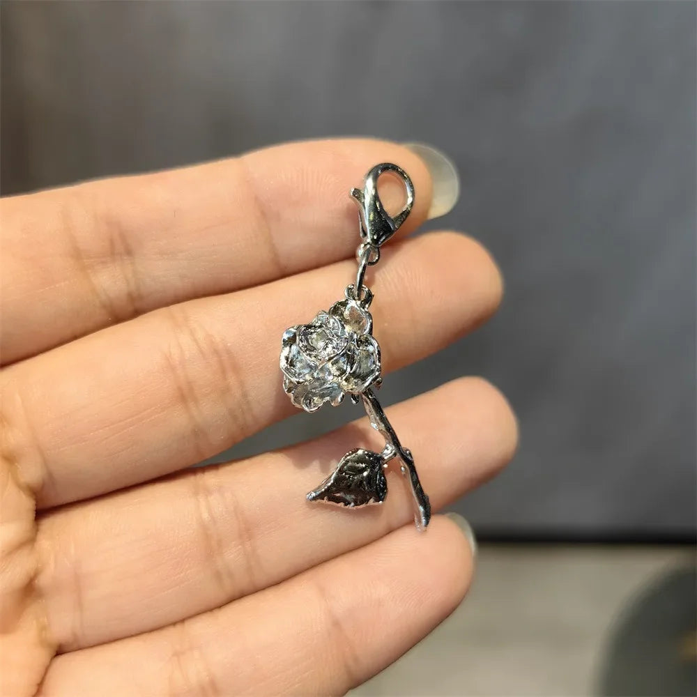 1PCS Fashion Silver Pearl Bow Pendant Gemstone Shoelaces Charms for Sneakers Shoe Decorations Buckle Girl Heart Shoe Charm