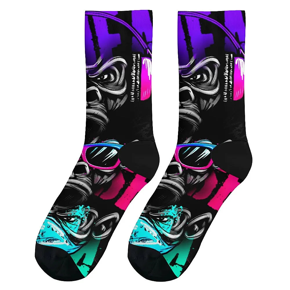 New and interesting men's socks, retro fun art gorilla, street hip-hop style, comfortable and breathable, outdoor leisure sports
