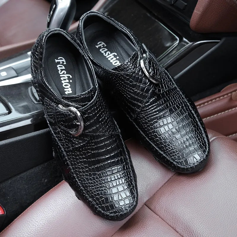 Crocodile Skin Loafer Shoes Men Genuine Leather Slip-on Moccasins Handmade Male Outdoor Casual Shoes Drive Walk Luxury Leisure
