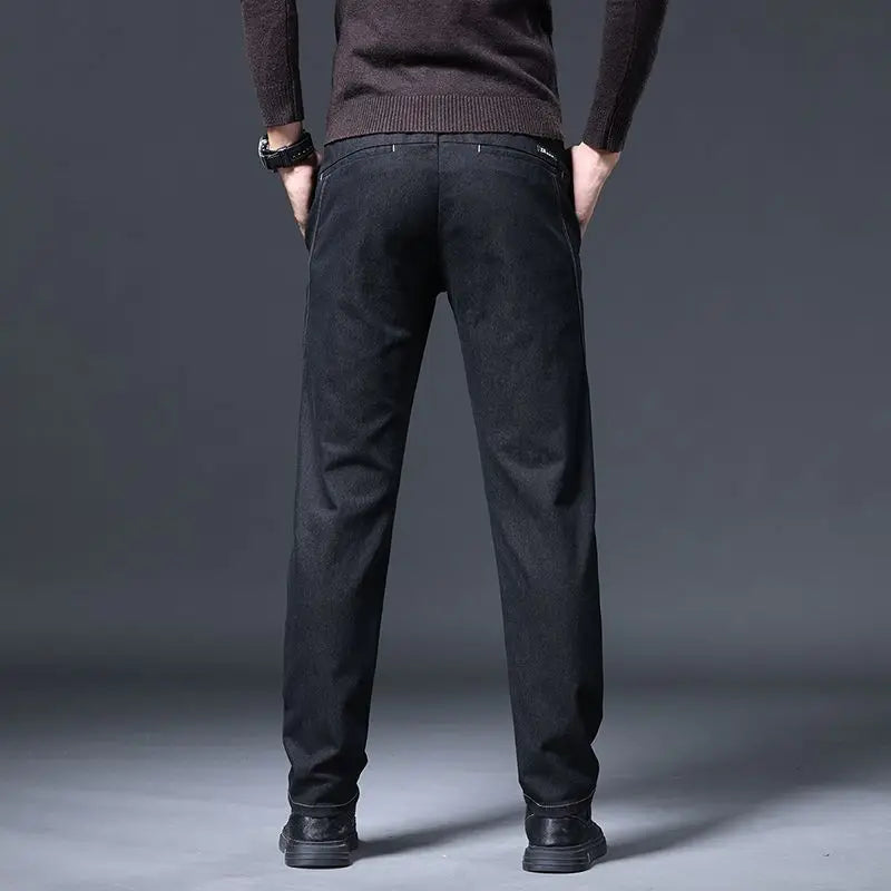 Jeans Men's Autumn and Winter Fit Straight Men's Pants New Style Men's Pants Black Versatile Stretch Men's Casual Pants