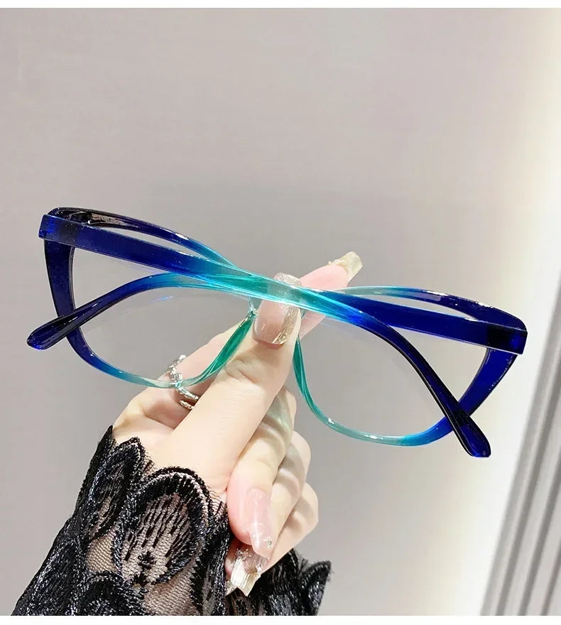 Cat Eye Clear Lens Presbyopia Glasses Retro Gradient Butterfly Frame Reading Glasses Blue Light Blocking Eye Protection Eyewear