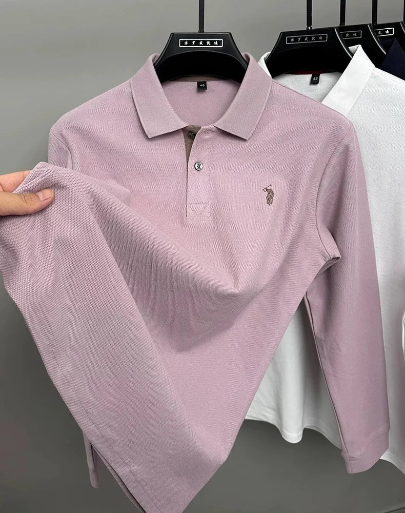 High end brand 100% cotton long sleeve polo shirt men's autumn fashion designer new Paul Pony embroidery casual golf T-shirt