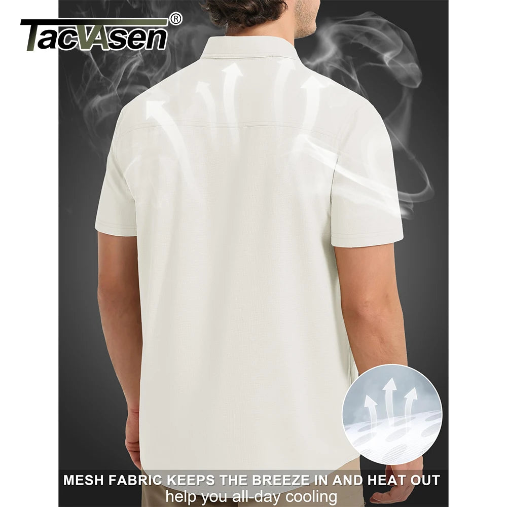 TACVASEN Men‘s Short Sleeve Sun Protection Shirt UPF 50+ Lightweight Quick Dry Fishing Hiking UV Shirt with Pockets for Men
