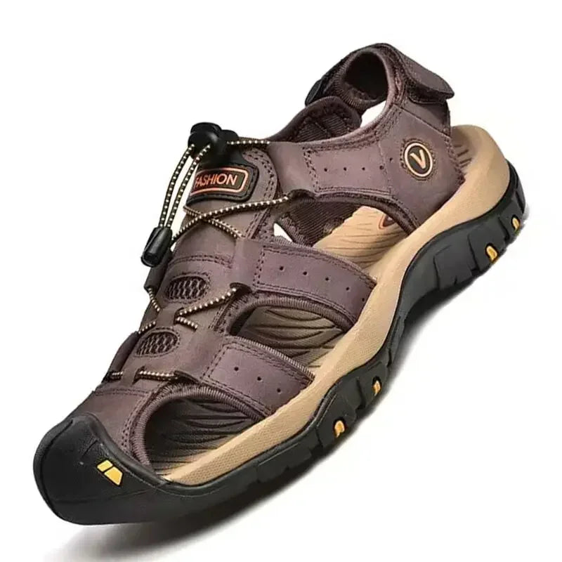 Classic Men's Sandals Summer Genuine Leather Sandals Breathable Men Cow Leather Shoes Men Sandals Soft Outdoor Men Roman Sandals