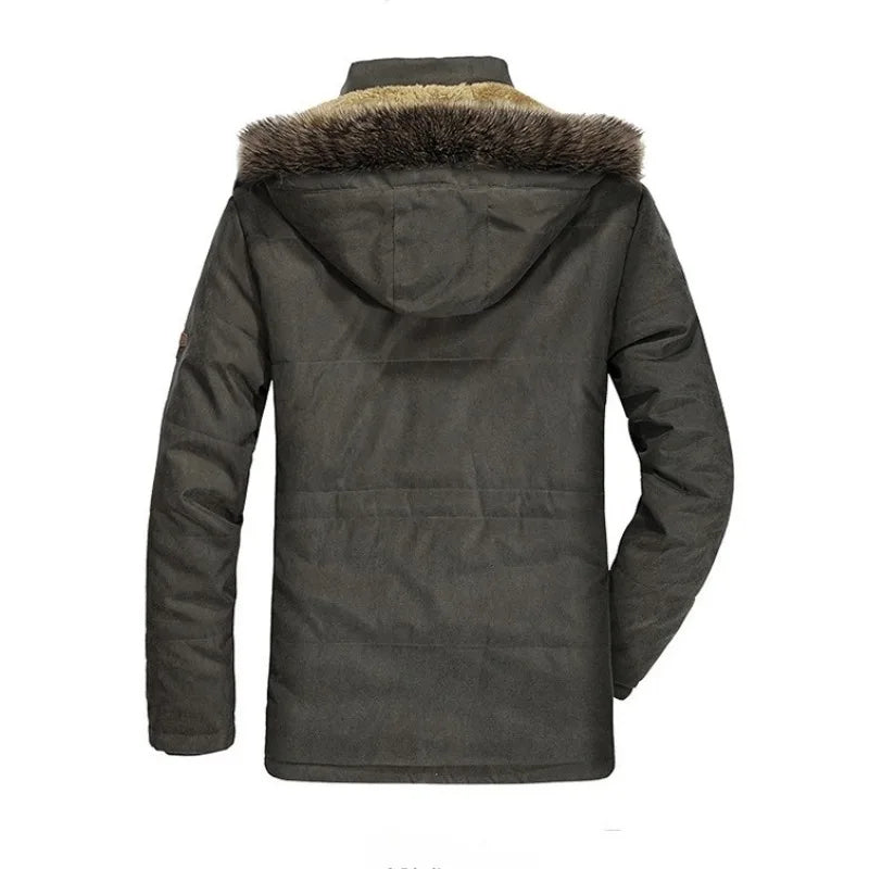 New Winter Men Hooded Fur Collar Long Down Jackets Overcoats Male Multiple Pockets Warm Parkas Quality Man Casual Chaquetas 7XL