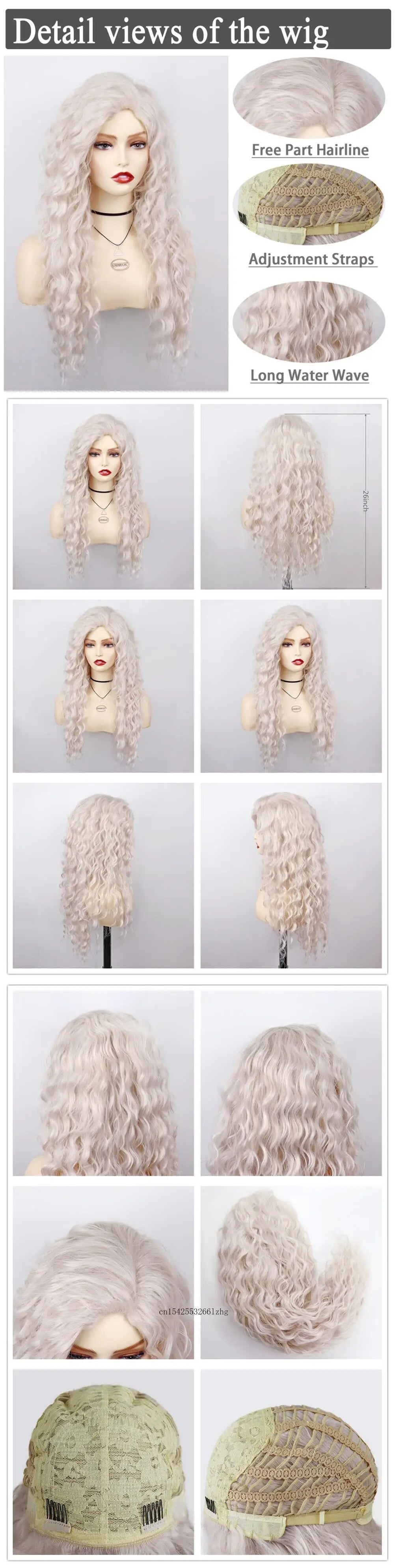 GNIMEGIL Synthetic Grey Hair Long Water Wave Wigs for Women Natural Fluffy Curly Wave Wig Cosplay Halloween Party Heat Resistant