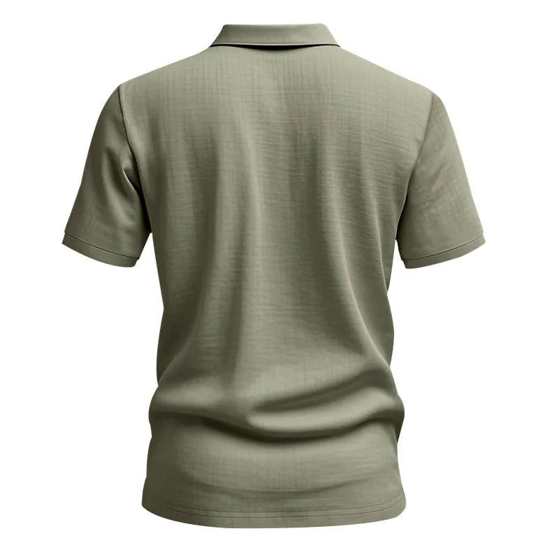 2025Summer New Men's Shirt British Style Loose Trendy Breathable Linen Casual Polo Collar Series POLO Shirt Short Sleeve