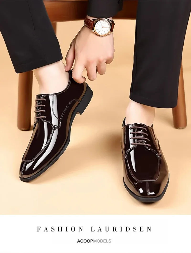 Shoes for Men Fashion Patent Leather Shoes Luxury Pointed Toe Oxford Shoes Men High Quality Business Shoe Designer Wedding Shoe