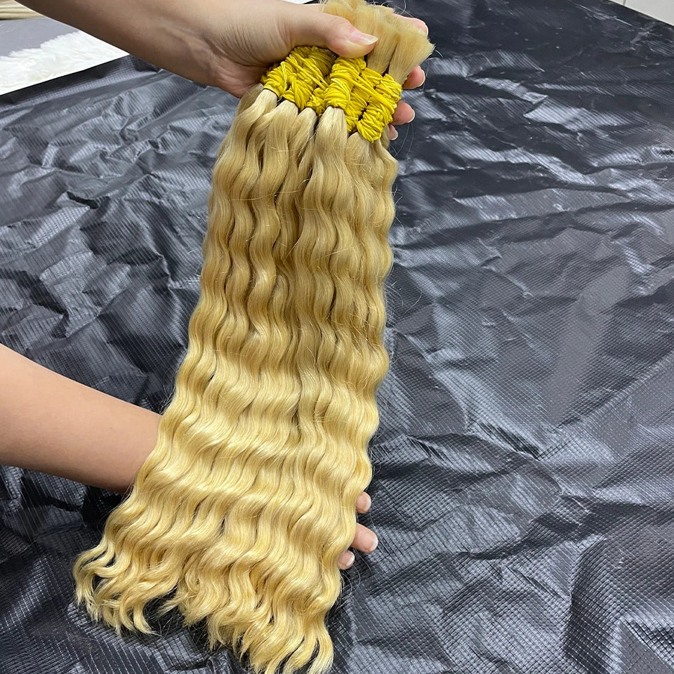 Bulk Braiding Hair 100% Human hair Virgin Deep Wave Unprocessed No Weft Boho Braids Human Hair Bulk Extensions Brazilian Remy 1B