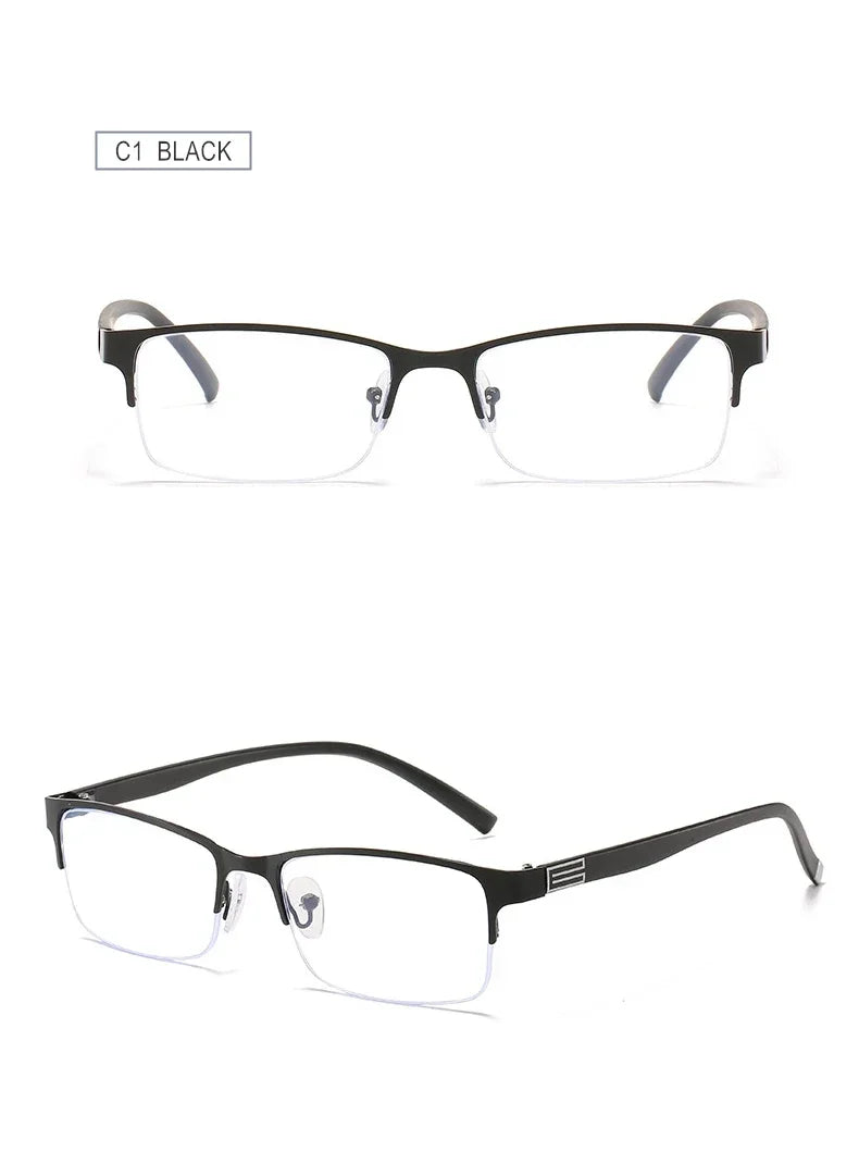 Myopia Prescription Glasses -0.5 TO -10 Men Women Business Half Frame Anti Blue Ray Photochromic Shortsighted Spectacles F518