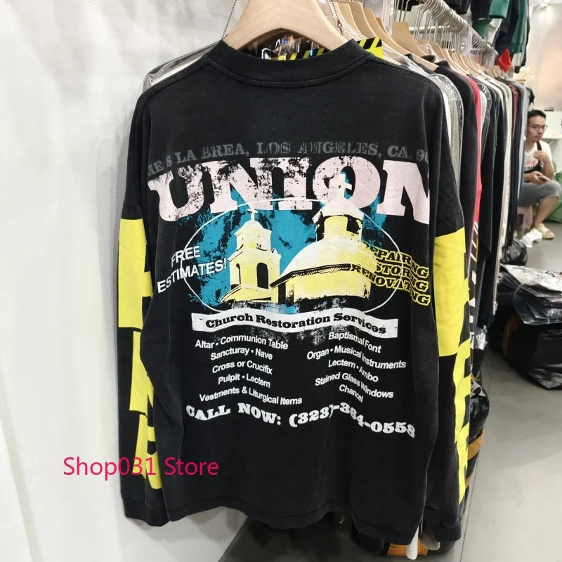 R123 Long Sleeve T Shirt Vintage Washed 100% Cotton Loose Fit Casual Mens Pullover  oversized t shirt