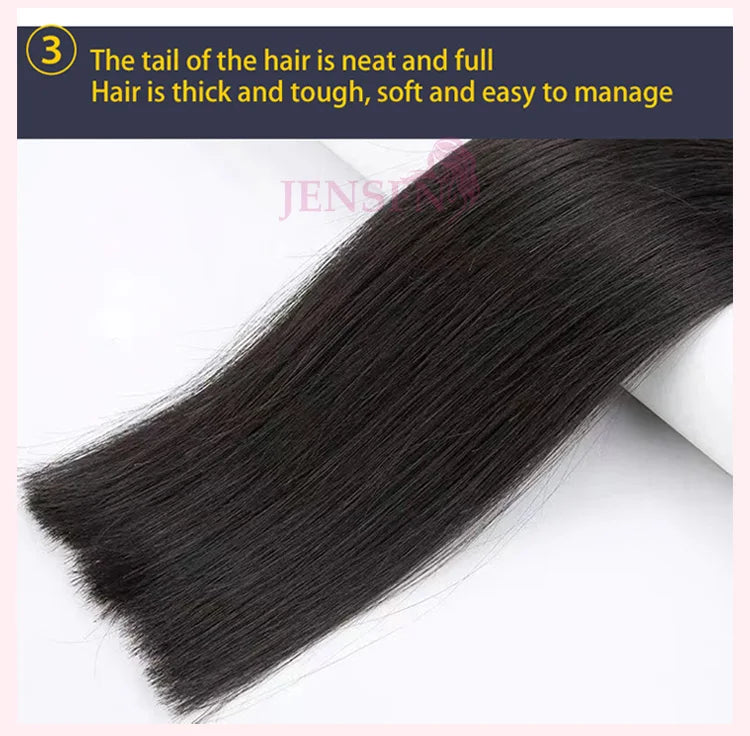 JENSFN  Bulk Hair Extensions Human Hair Straight  16"-26" Inch 50g/Strand  #613 60  Brown Blonde Color Hair Salon Supplies