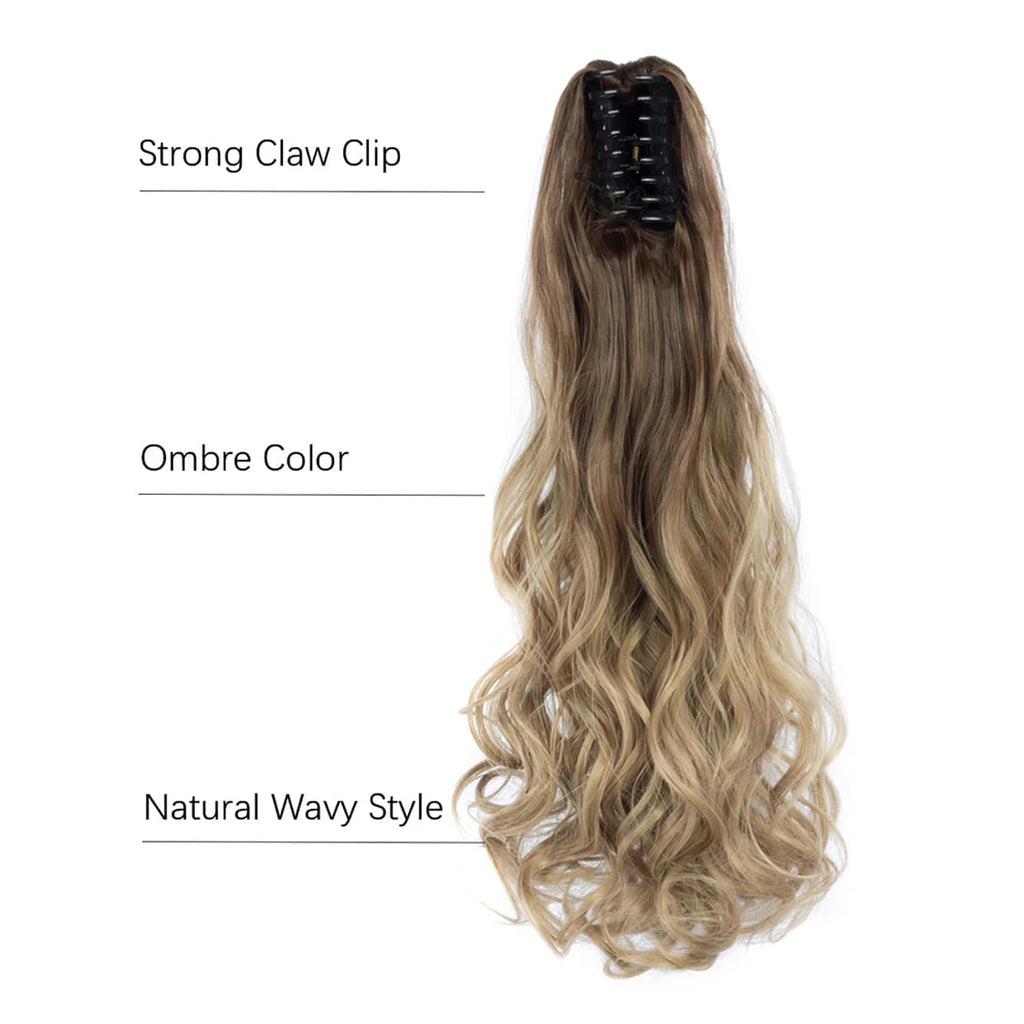 Curly Ponytail Extension Claw Clip in 24" Ponytail Hair Extension Synthetic Wavy Ponytail Extension Fluffy Natural Hairpieces